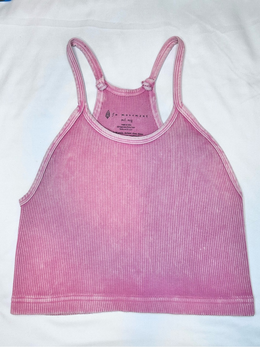 Free People Movement Ribbed Cropped Tank Top Pink Racerback Athletic Brami M/L